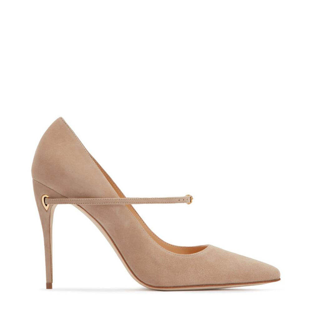 Jennifer Chamandi Lorenzo 105 mm Sand Suede Pumps sz. 39 eu